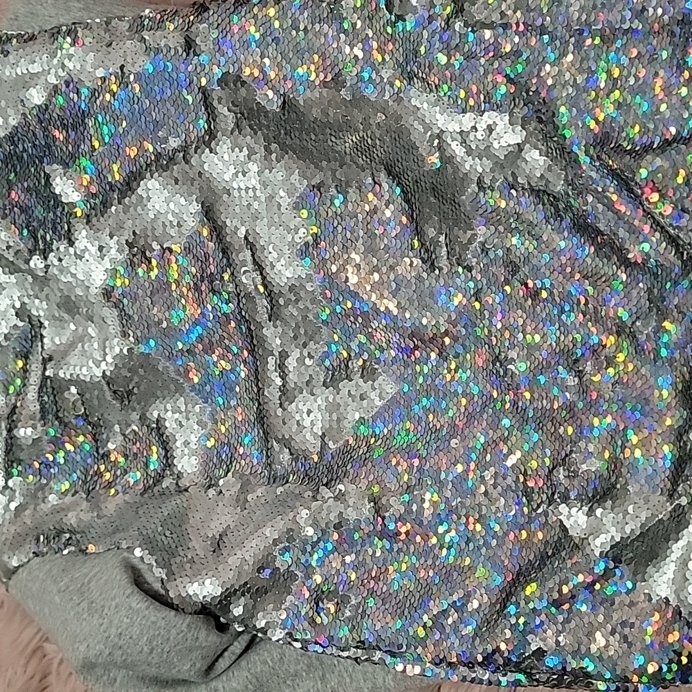 Lola + The Boys Silver Sequin Kids Sweatshirt - Picture 3 of 4